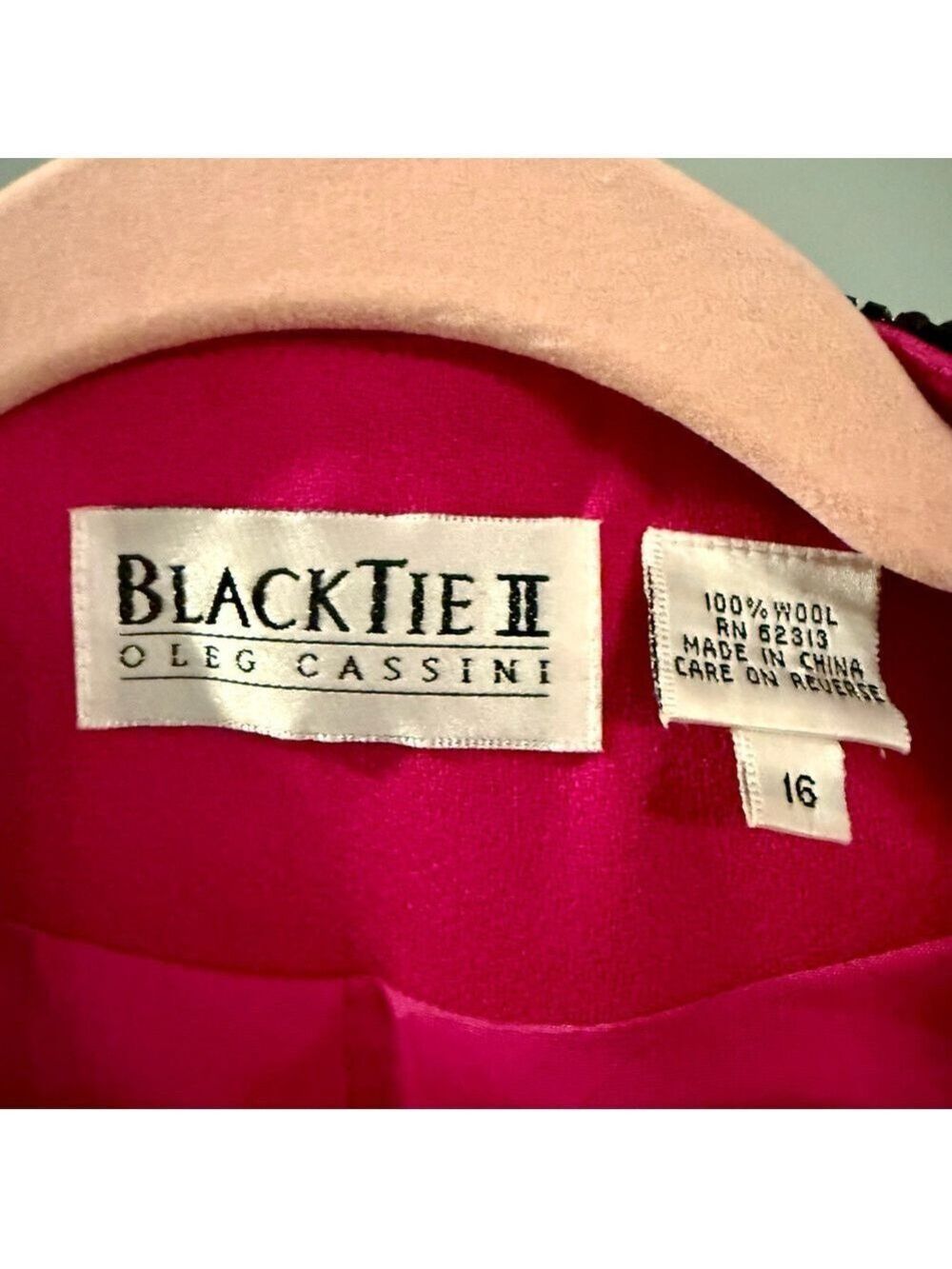 OLEG CASSINNI by Black Tie II Hot Pink wool beaded jacket. Size 16 - Picture 4 of 9